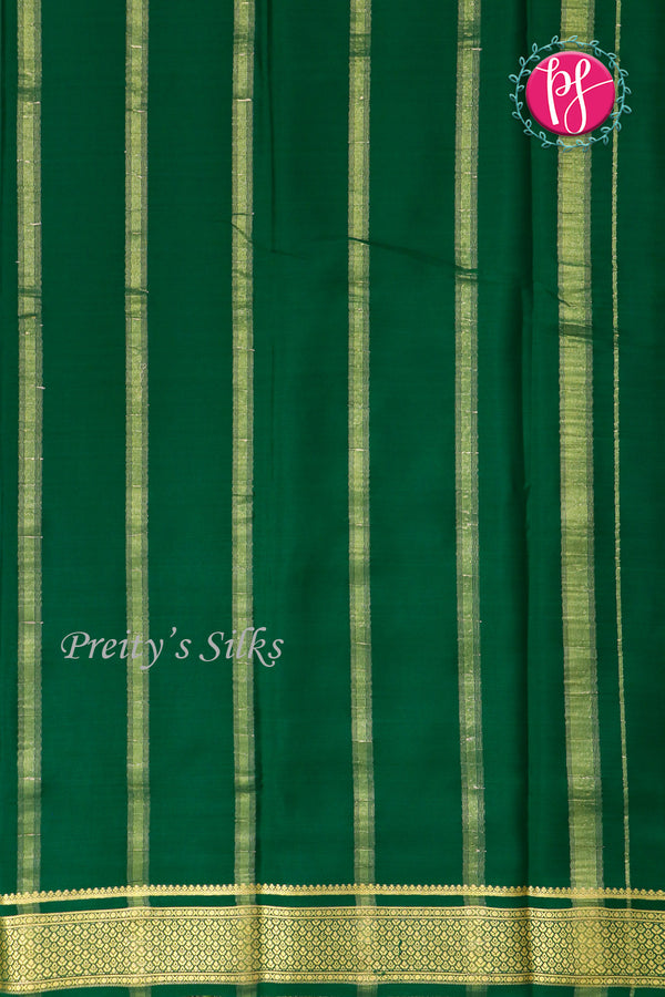 Pure Mysore Crepe Silk Saree-Bottlegreen-PA84140