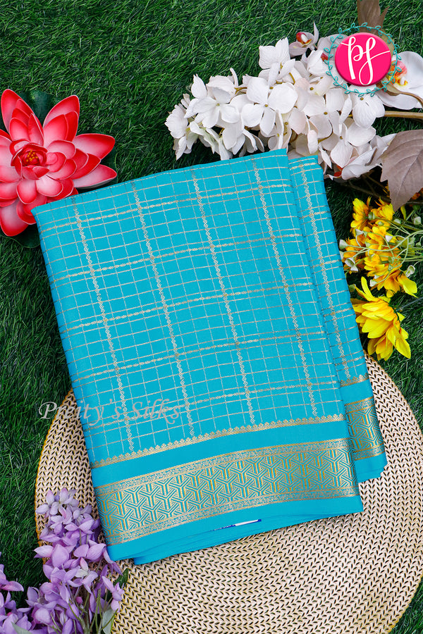 Pure Mysore Crepe Silk Saree-Skyblue-PA26341