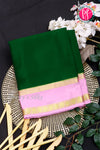 Pure Mysore Crepe Silk Saree-Bottlegreen And Babypink-PA22264