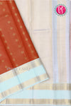 Pure Kanchipuram Silk Saree-Red And Skyblue-PF81312