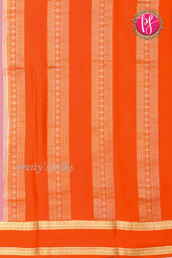 Pure Mysore Crepe Silk Saree -Deep Rose And Orange-PF86048