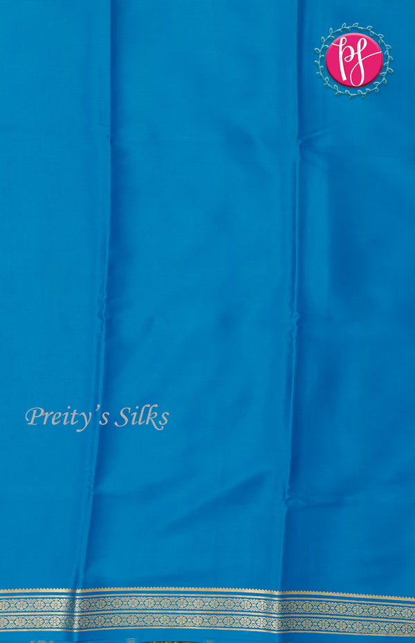 Pure Mysore Crepe Silk saree-Royal blue And Lightblue-PF37968