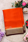 Pure Mysore Crepe Silk Saree-Rustorange And Brown-PA28717