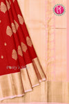 Pure Kanchipuram Silk Saree-Red And lightpink-PF81272