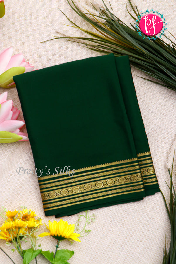 Pure Mysore Crepe Silk Saree-Bottlegreen- PA35304