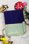 Pure Mysore Crepe Silk Saree-Navyblue And Ash Grey-PA28865