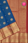Pure Kanchipuram Silk Saree-Peacockblue And Red-PA23514