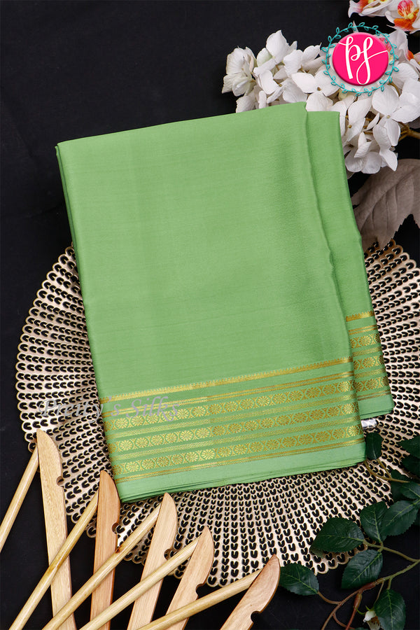 Pure Mysore Crepe Silk Saree-Pistagreen- PA33665