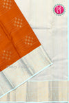 Pure Kanchipuram Silk Saree-Rust Orange with Sea Green-PF81307