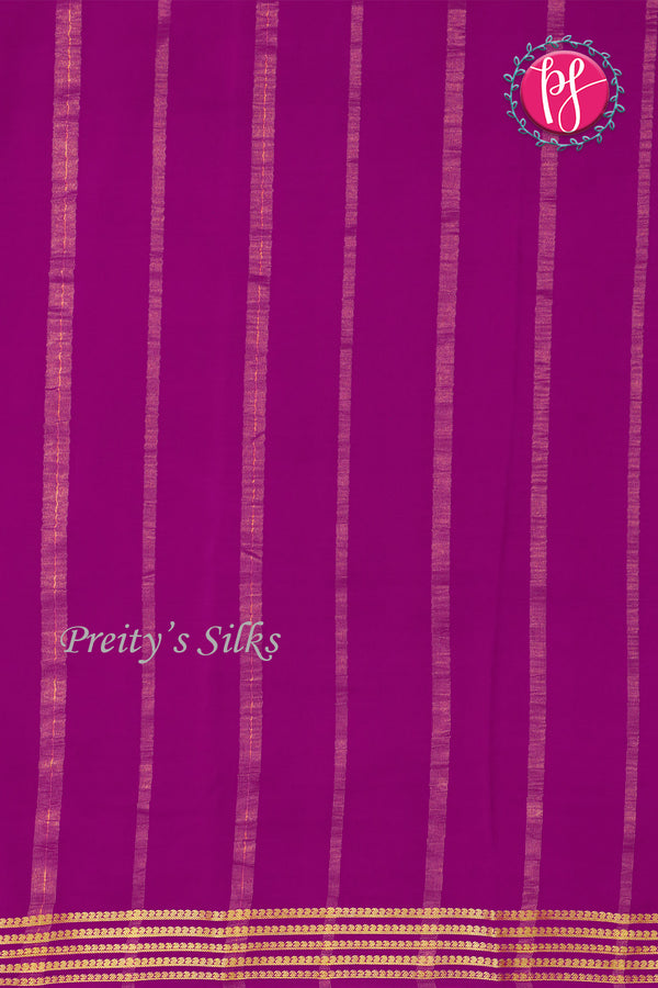 Pure Mysore Crepe Silk Saree -Grey And Purple-PF79543