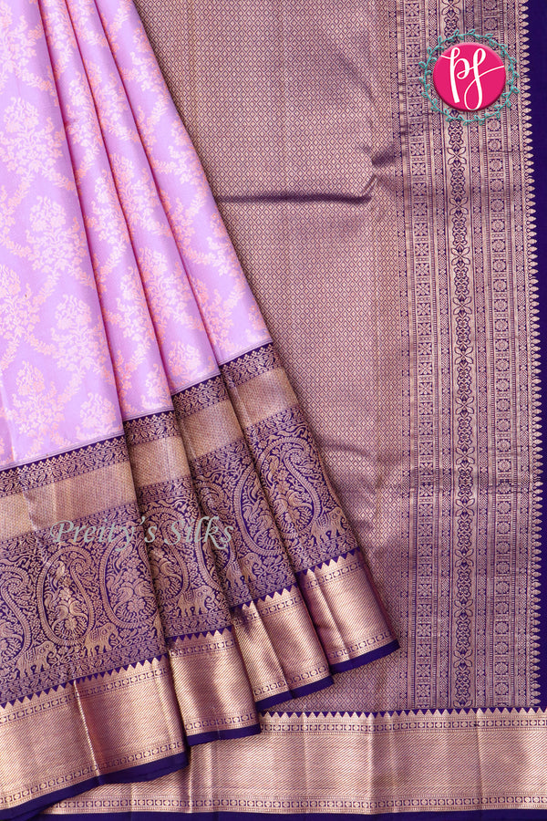 Pure Kanchipuram Silk Saree-Lilac-PF83475