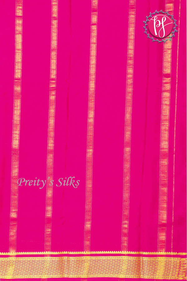 Pure Mysore Crepe Silk Saree -Orange And Pink-PF82620