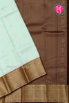 Half Pure Kanchipuram Silk Saree-Light mint And Deepbrown-PA25960