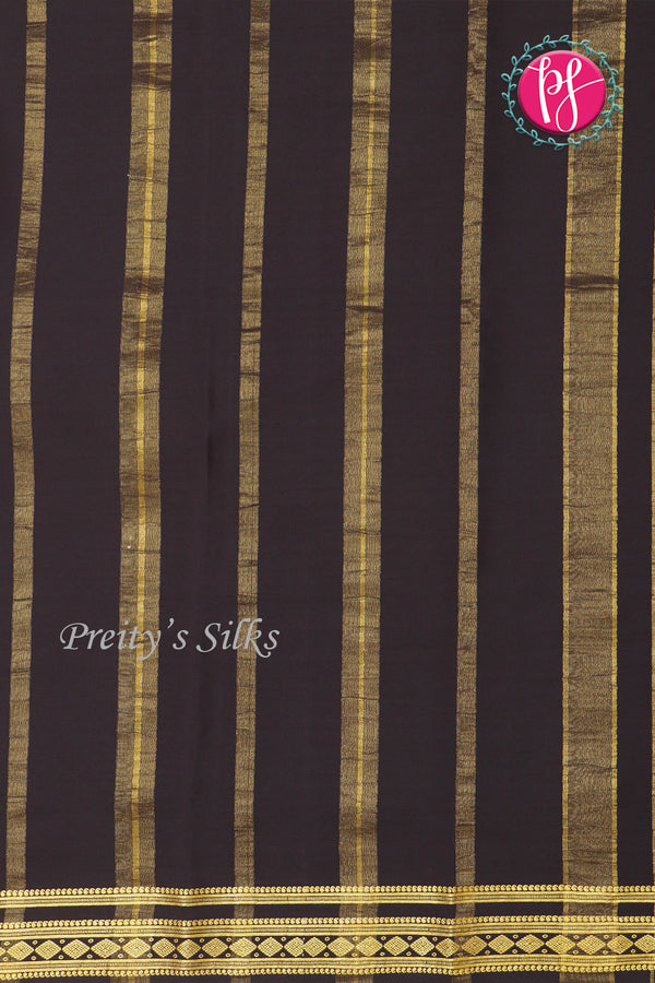 Pure Mysore Crepe Silk Saree-Yellow And Black-PA19913
