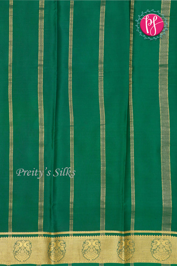 Pure Mysore Crepe Silk Saree -Yellow And Bottlegreen-PF86046