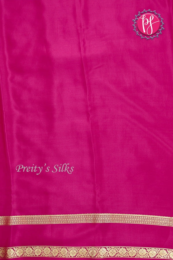 Pure Mysore Crepe Silk Saree -Royal blue And Mejentapink-PF82488