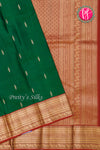 Pure Kanchipuram Silk Saree-Bottlegreen And Rustorange-PA81332