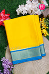 Pure Mysore Crepe Silk Saree-Yellow And Tealblue- PA28744