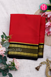 Pure Mysore Crepe Silk Saree-Red And Black-PA29011