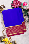 Pure Mysore Crepe Silk Saree-Royal Blue And Deepmejentapink-PA28865