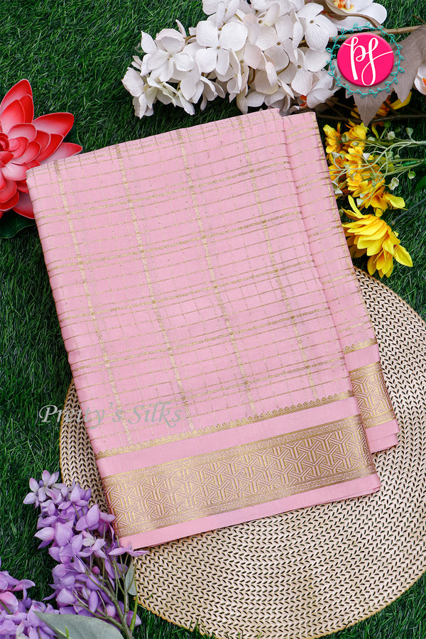 Pure Mysore Crepe Silk Saree-Soft Rose-PA26341