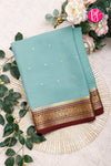 Pure Mysore Crepe Silk Saree-PowderBlue And Deepmarron-PA46766