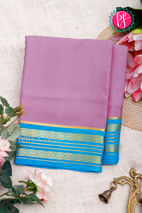 Pure Mysore Crepe Silk Saree-Mauve And TealbluePA29013