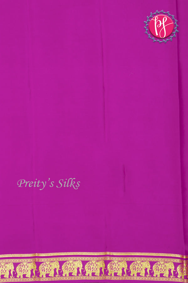 Pure Mysore Crepe Silk Saree-Contrast-Neongreen And Purple-PA19804