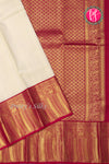 Pure Kanchipuram Silk Saree-Halfwhite And Maroon-PA23597