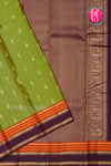 Half Pure Kanchipuram Silk Saree-Green And Deepbrwn-PA24684