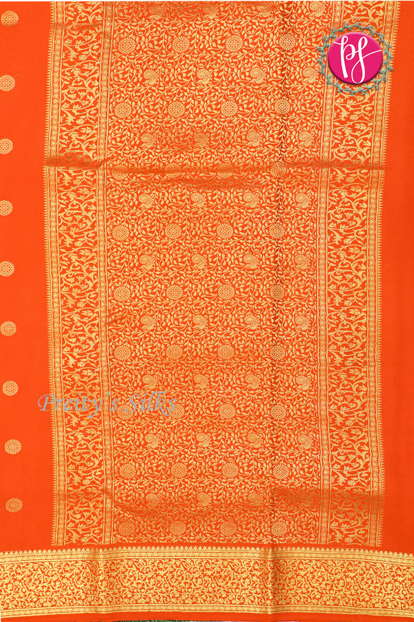 Pure Mysore Crepe Silk Saree -Orange-PF85868