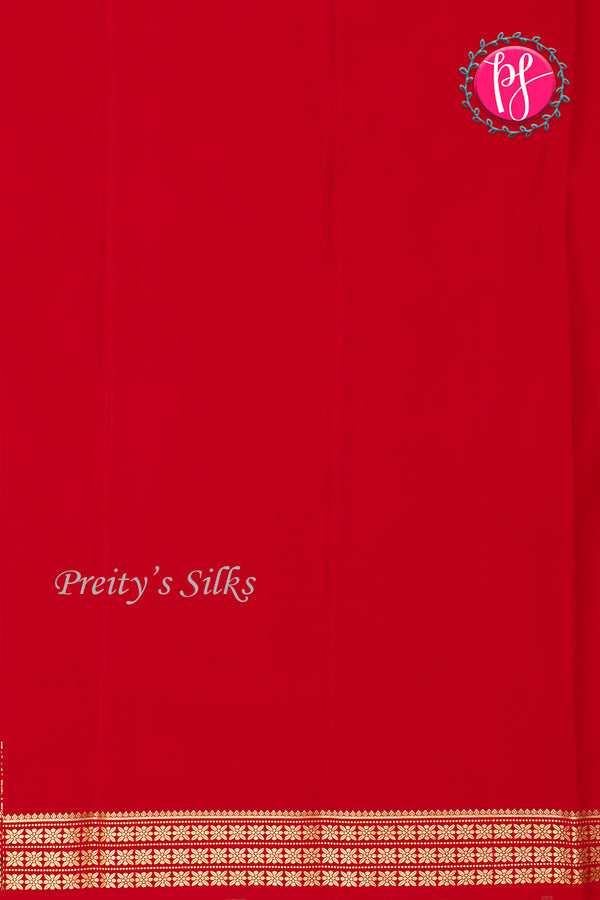 Pure Mysore Crepe Silk Saree-Red-PA19578