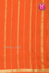 Pure Mysore Crepe Silk Saree -Light spring green And Orange- PA09448