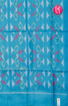 Pure Pochampally Soft Silk saree - Olive Green - Sky Blue-PF38076