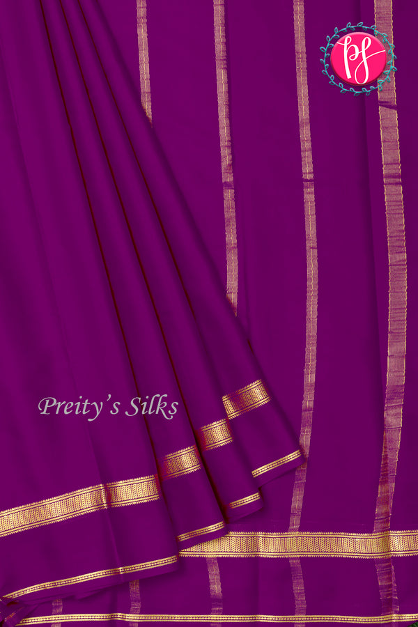 Pure Mysore Crepe Silk Saree-Purple-PA21800
