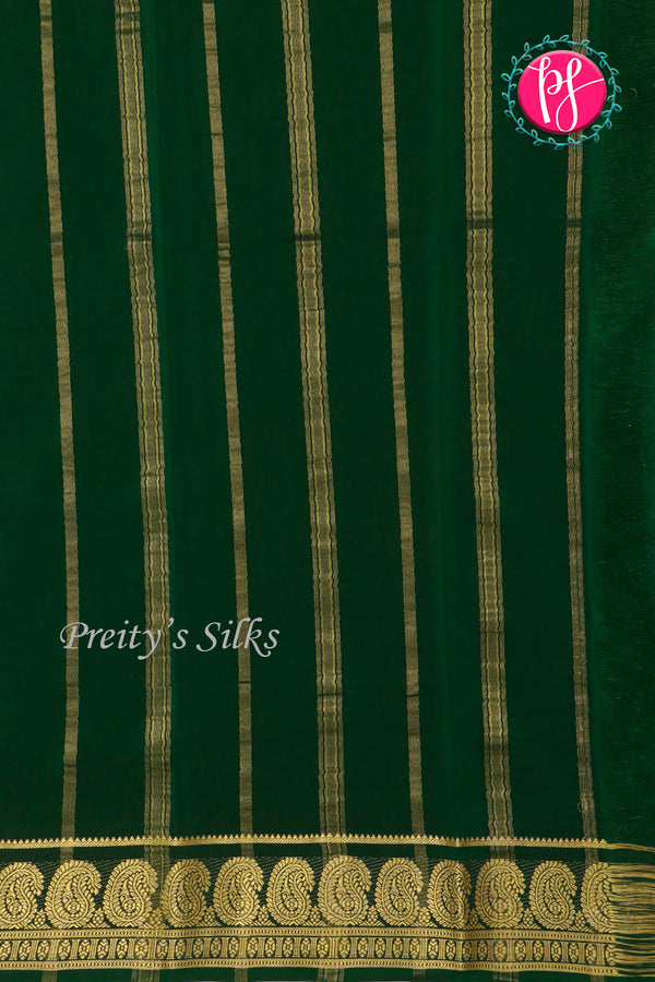 Pure Mysore Crepe Silk Saree-Bottlegreen-PA20648