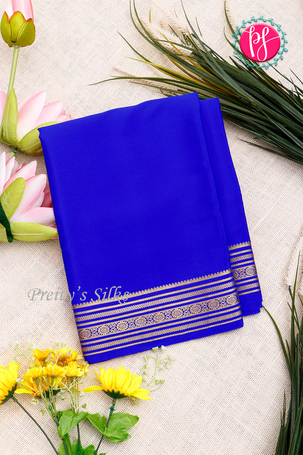 Pure Mysore Crepe Silk Saree-Royalblue-PA35304
