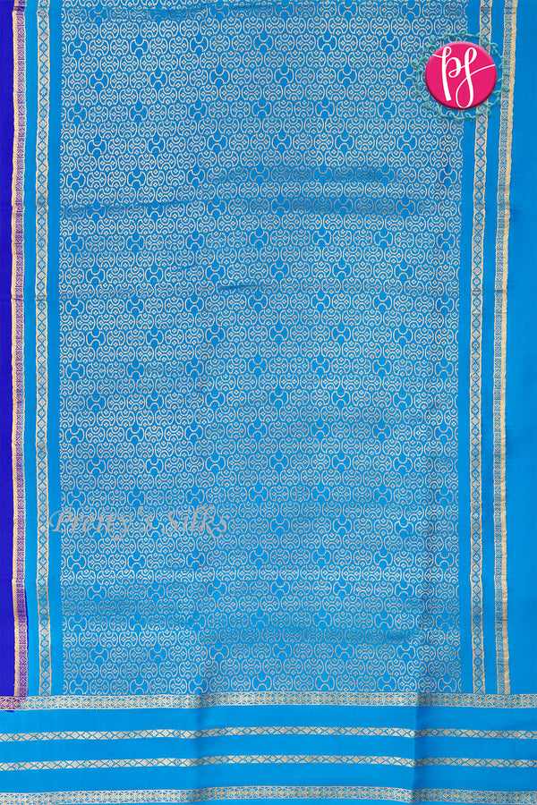 Pure Mysore Crepe Silk Saree -Royalblue And Deep Teal- PA01187