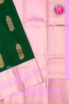 Pure Kanchipuram Silk Saree-Bottlegreen And Lightpink-PA23514