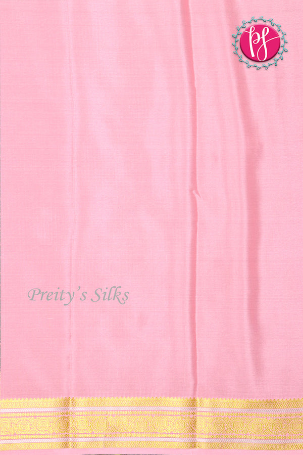 Pure Mysore Crepe Silk Saree -Bottle Green With Baby Pink -PF80567