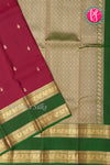 Half Pure Kanchipuram Silk Saree-Burgundy And Green-PA24684