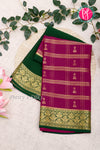 Pure Mysore Crepe Silk Saree-Bottlegreen And Mejentapink-PA46832