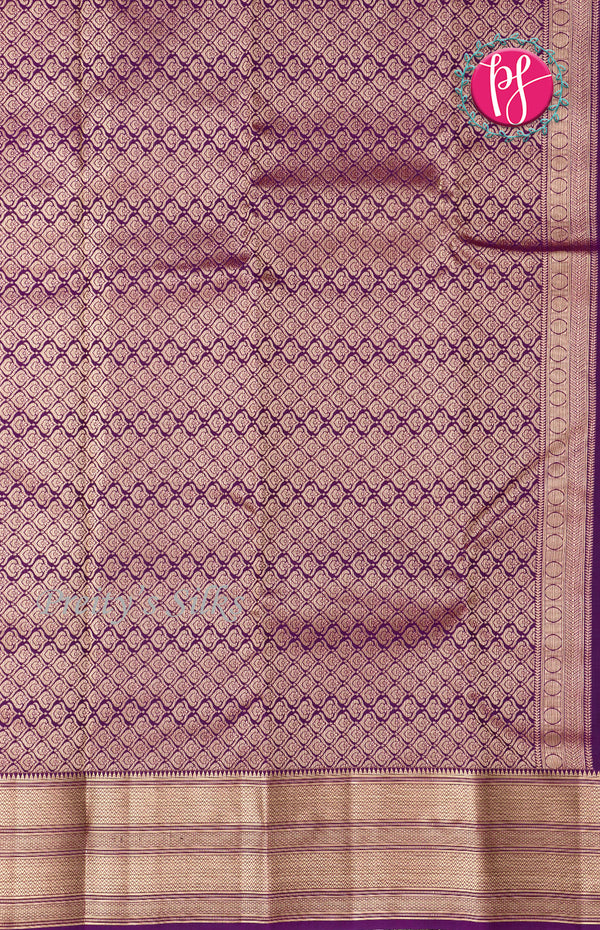 Half Kanchipuram Silk Saree-Rust Orange With Deep Purple-PF68675