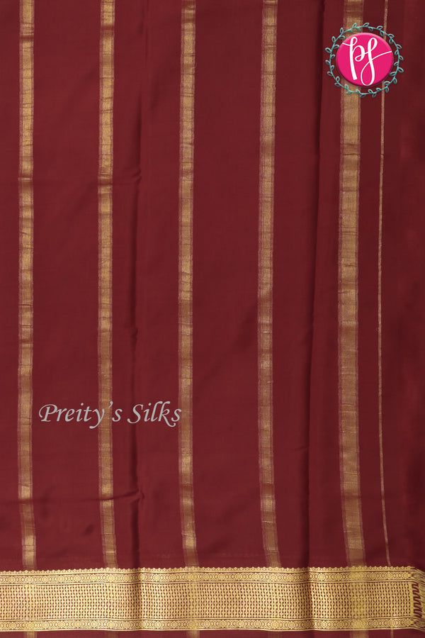 Pure Mysore Crepe Silk Saree -Orange And Maroon-PF82724