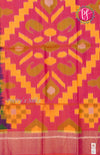 Pure Pochampally Soft Silk saree - Deep Navy Blue- Orangish Pink-PF02662