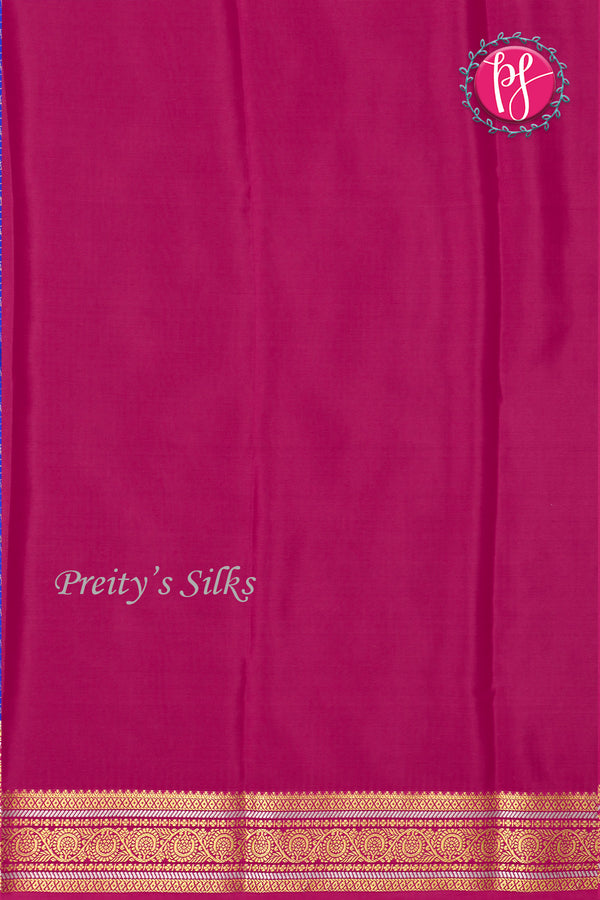 Pure Mysore Crepe Silk Saree -Royal Blue With Pink-PF80561