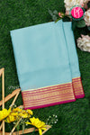 Pure Mysore Crepe Silk Saree-Powderblue And Pink-PA28937