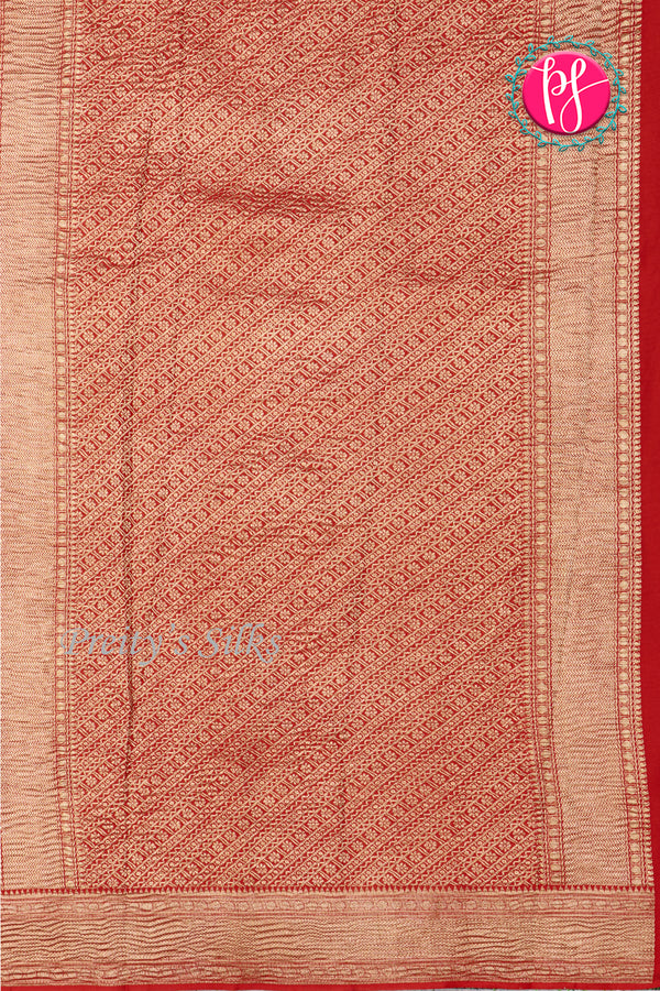 PURE KADDI BANARASI GEORGETTE SILK SAREE-Red-PA23860