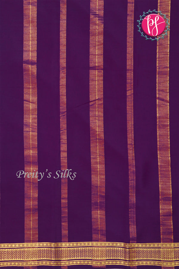 Pure Mysore Crepe Silk Saree -Peach AndDeep Violet Red-PA01211