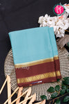 Pure Mysore Crepe Silk Saree-Turquoise And Maroon- PA22264